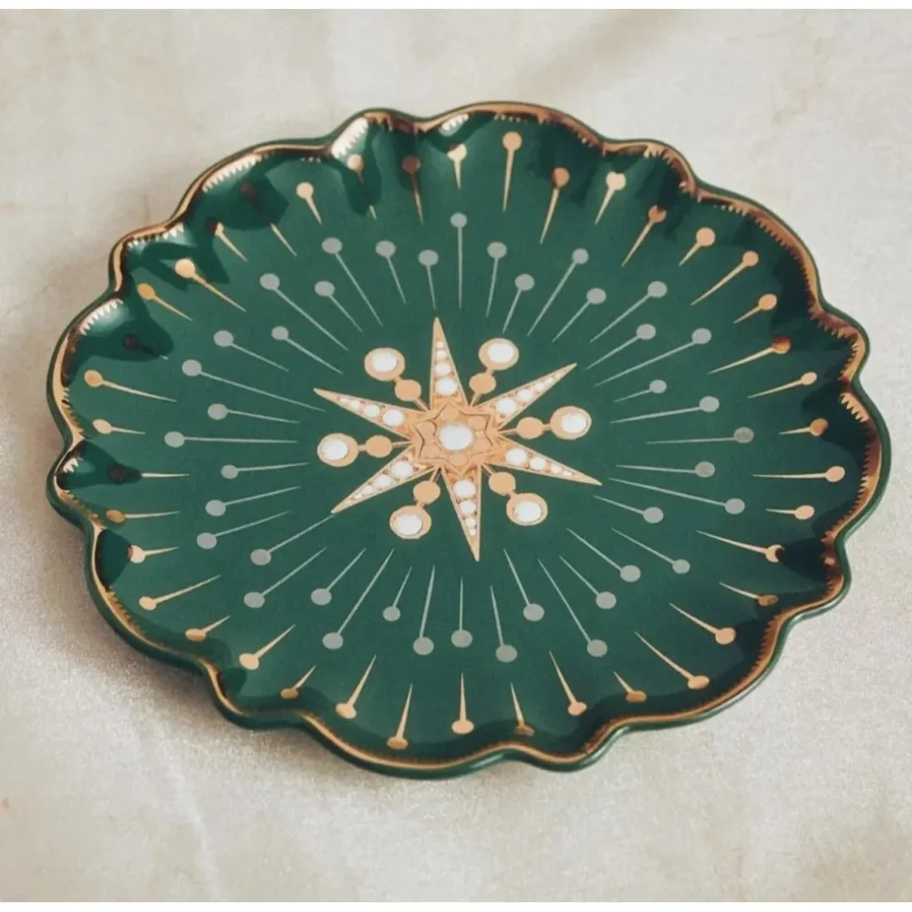 Anthropologie Catherine Martin Starry Night Dessert Plate NWT Green 2 Available - Picture 1 of 7